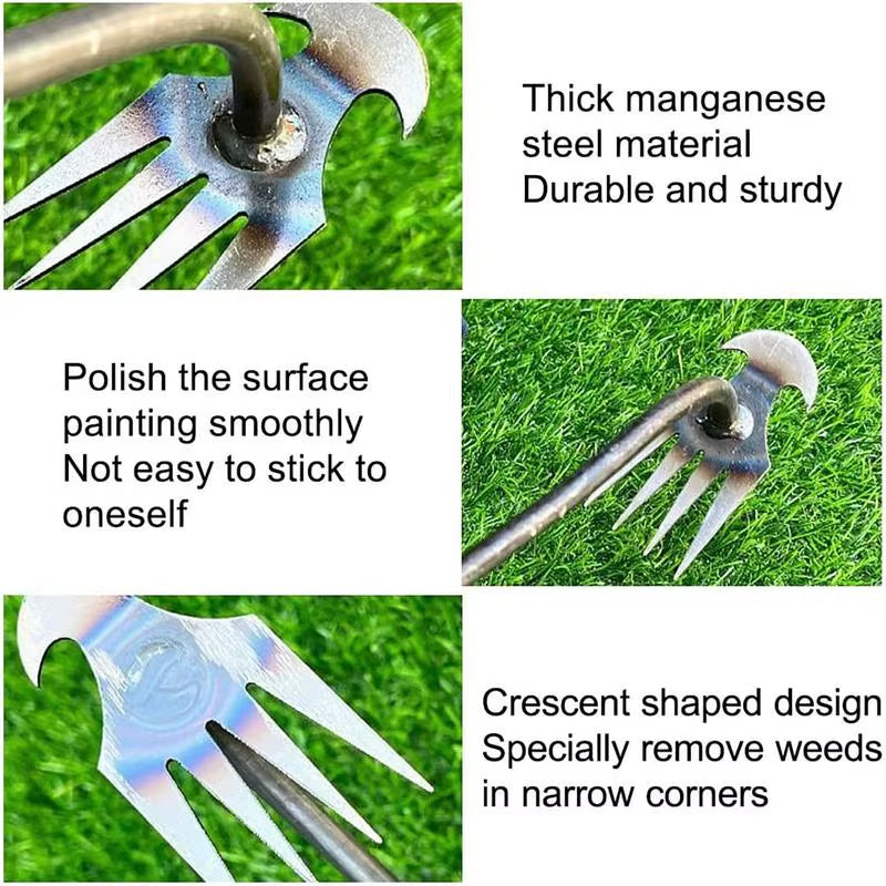Weeder Puller Root Pulling Tool 4 Teeth Uprooting Weeding Tool Hand Weeder Tool for Uprooting Weeding Manual Weeder Removal Tool