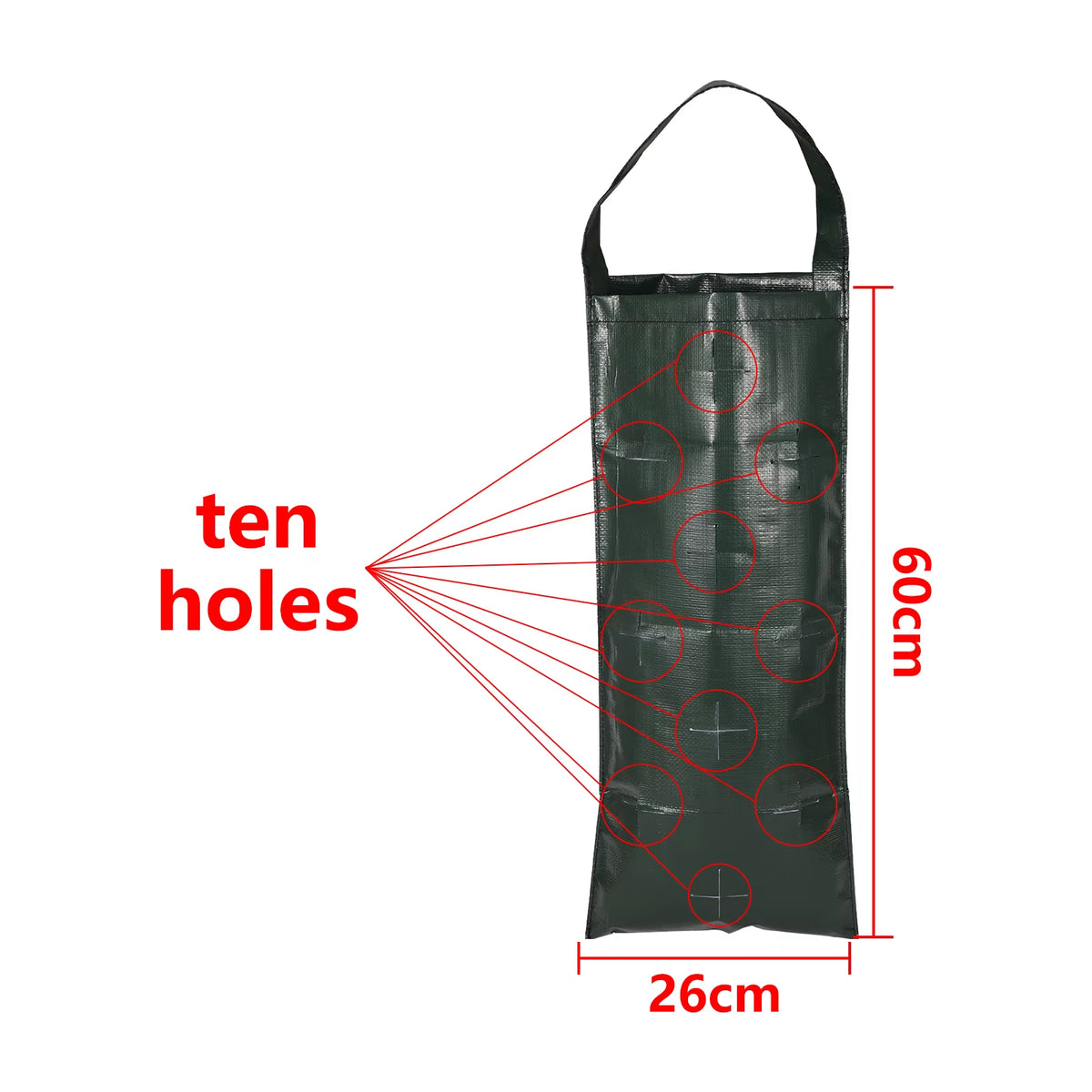 6/8/10 Holes Hanging Strawberry Planting Bag Vertical Garden PE Flower Grow Bag Flower Vegetable Planter Indoor Outdoor Decor