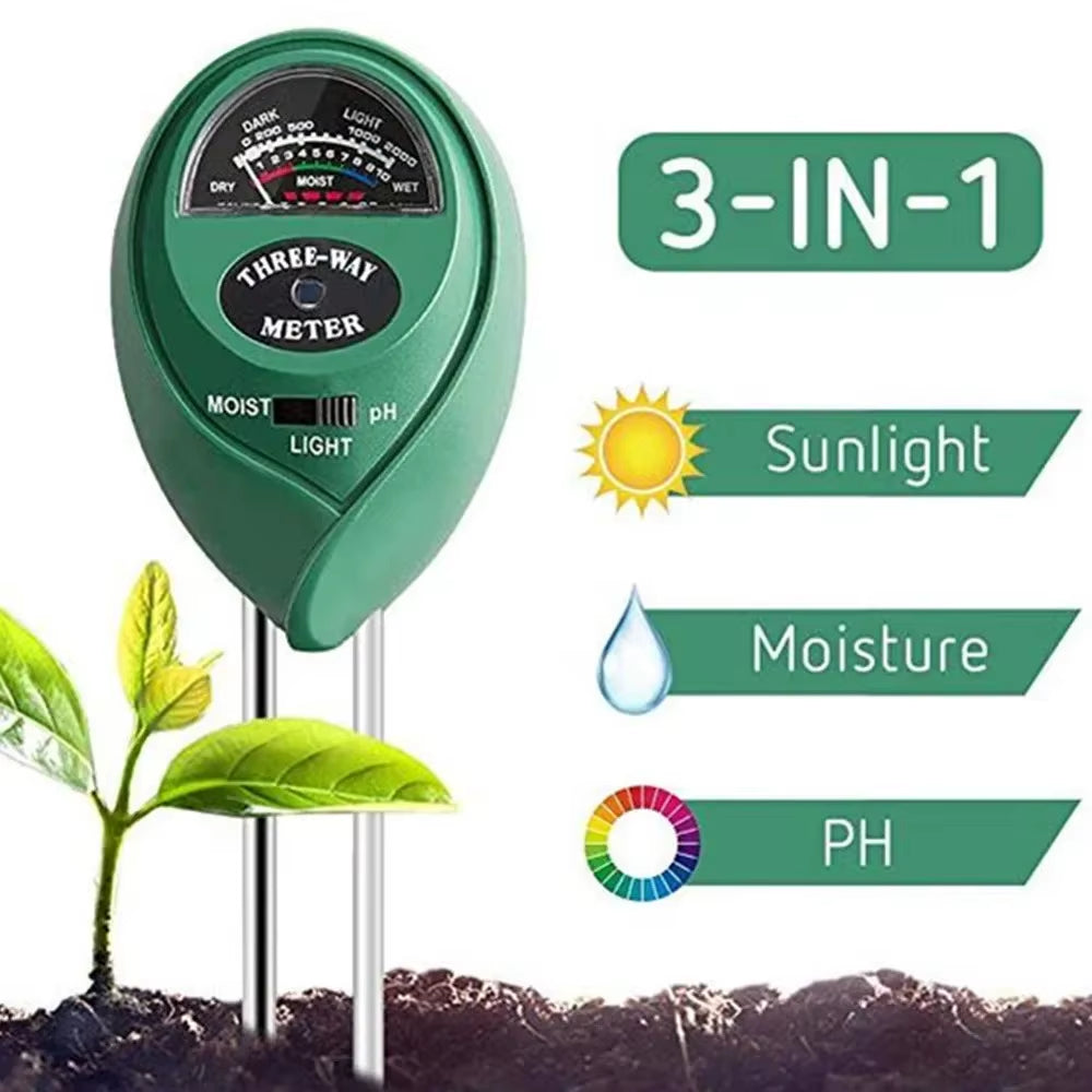 3 in 1 Soil Meter Moisture Light PH Testers with 2 Probes Soil Monitor for Garden Plant Test Flower Instrument Tool