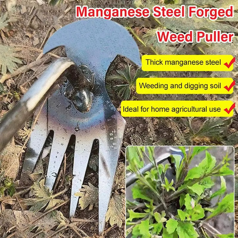 Weeder Puller Root Pulling Tool 4 Teeth Uprooting Weeding Tool Hand Weeder Tool for Uprooting Weeding Manual Weeder Removal Tool