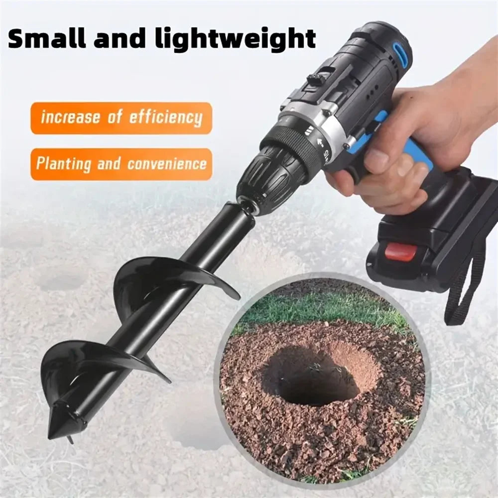 Garden Auger Spiral Drill Bit with 3/8" Hex Drive Drill Planting Hole Digger Tool Loose Soil Drill Bit Accessories