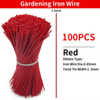 100PCS Gardening Cable Ties Reusable Oblate Iron Wire Twist Tie for Flower Plant Climbing Vines Multifunction Coated Fix Strings